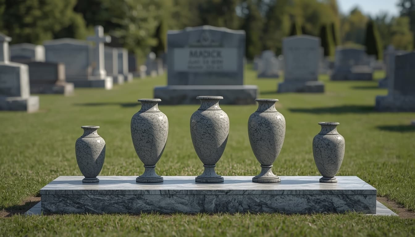 Approved vases and flush markers in a cemetery