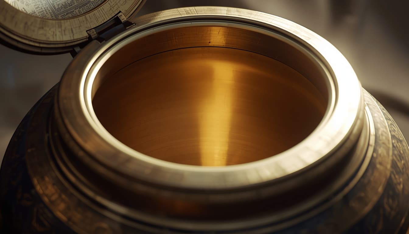 Open cremation urn showing interior capacity