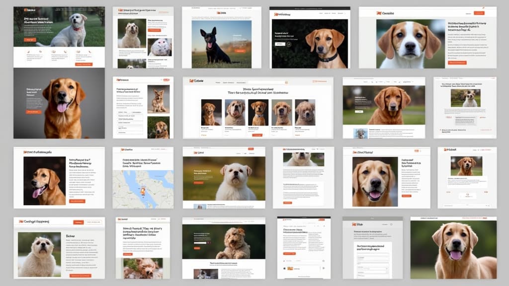 Collage of screenshots from popular online pet memorial platforms like Memories, EverLoved, and Rainbow Bridge