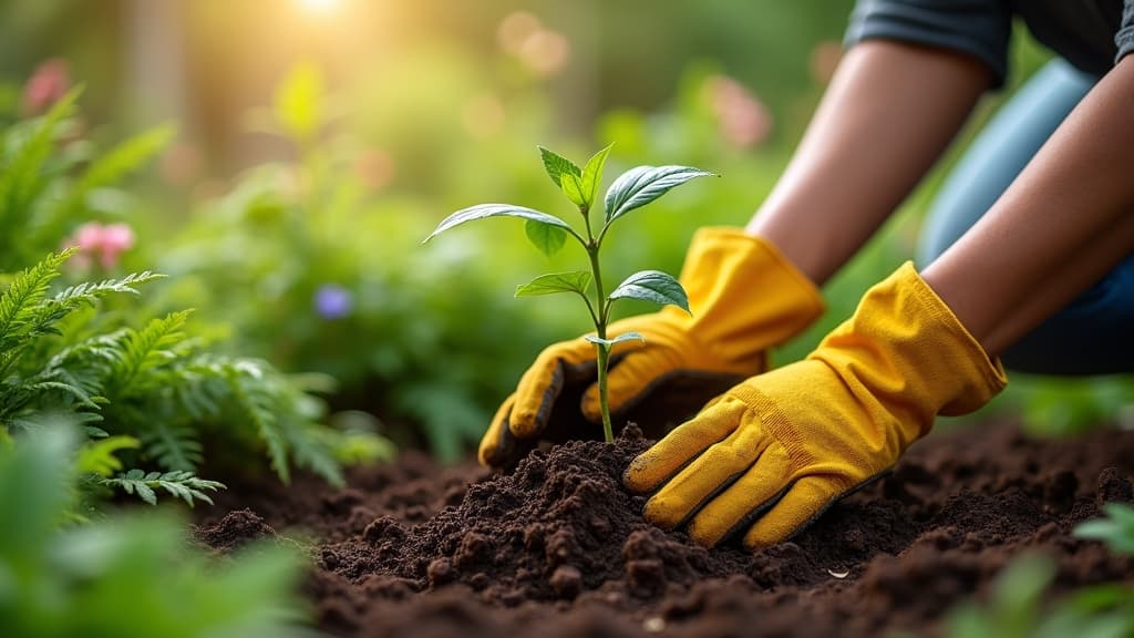 Planting a memorial tree with ashes incorporated in garden soil