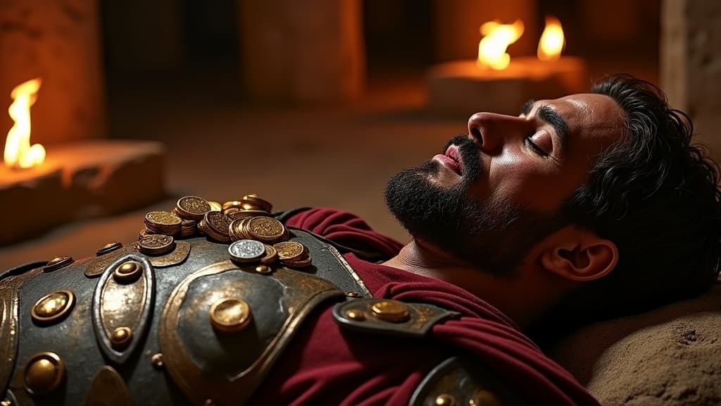 Ancient Roman tradition of placing coins with the dead to pay the ferryman for the afterlife