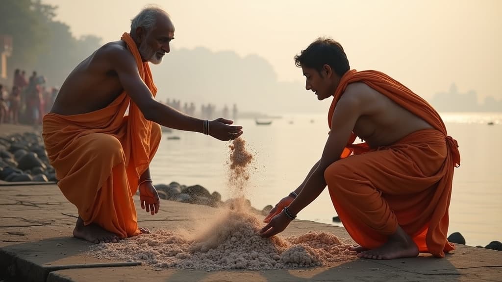 Family performing the Moksha tradition