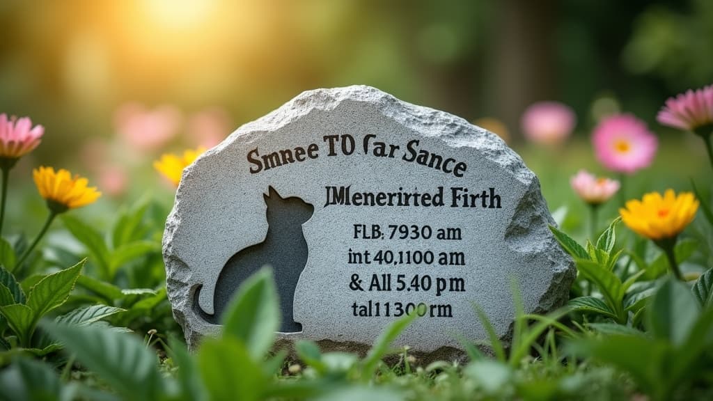 Engraved cat memorial stone with pet’s name and dates