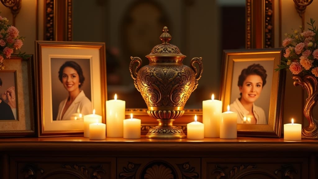 Decorative urn displayed on a mantelpiece
