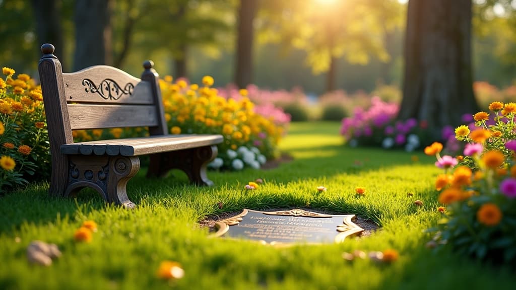 Memorial Garden with a wooden bench