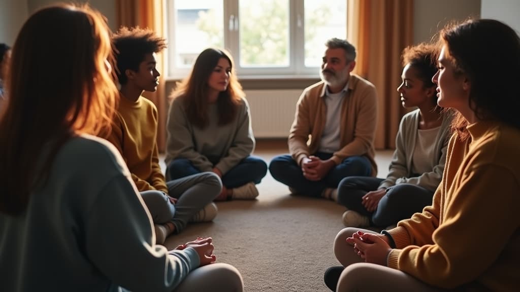 Diverse individuals participating in a pet loss support group