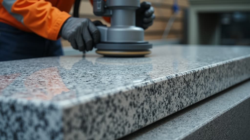 The process of refining and finishing a granite headstone for engraving