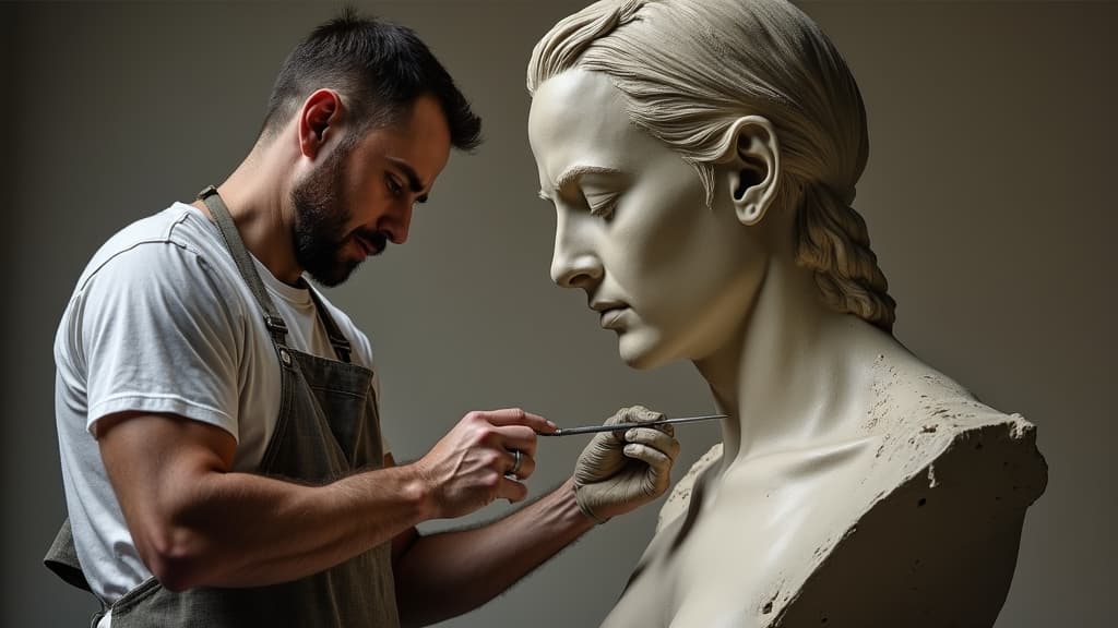Sculpting a large-scale clay model for a monumental bronze statue