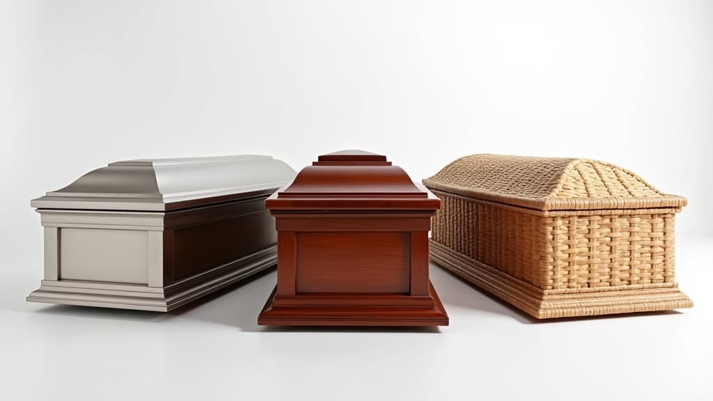 A visual display of three different casket types