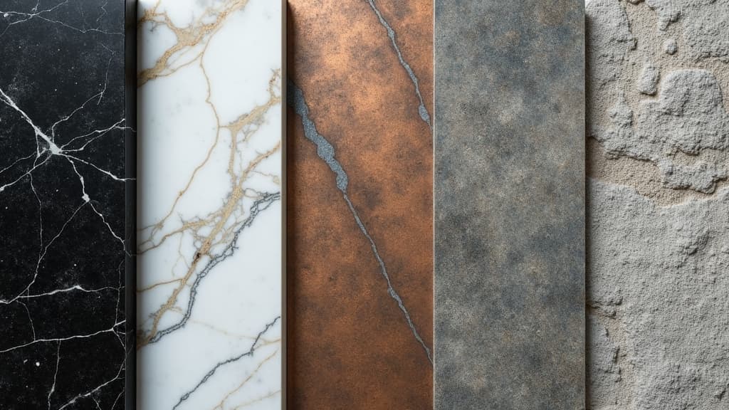 Various headstone materials with their distinct appearances.