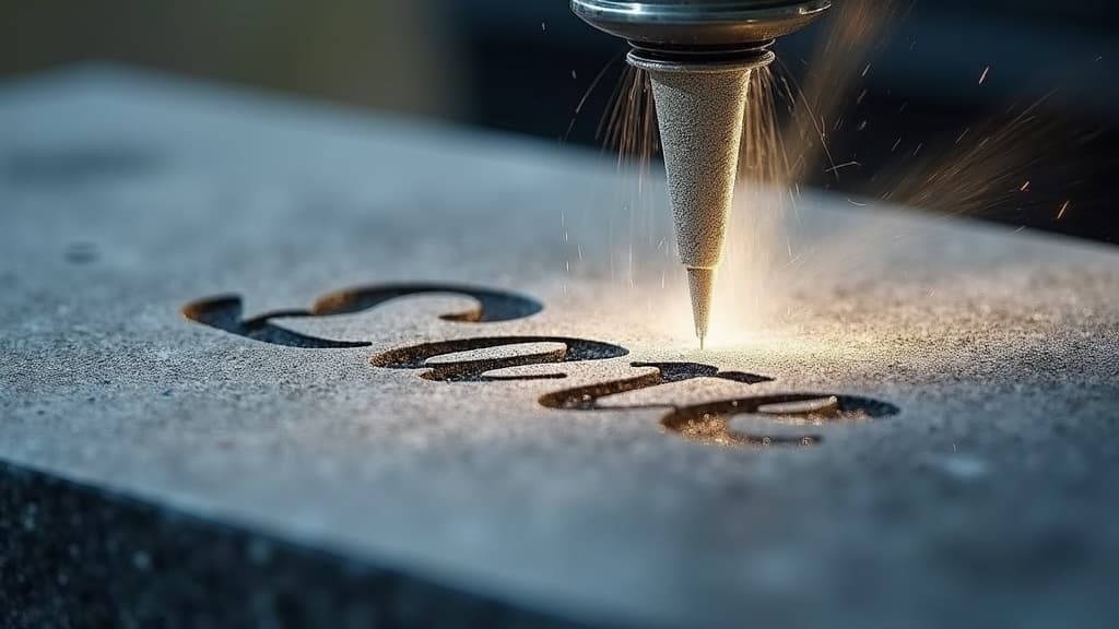 The headstone engraving process.