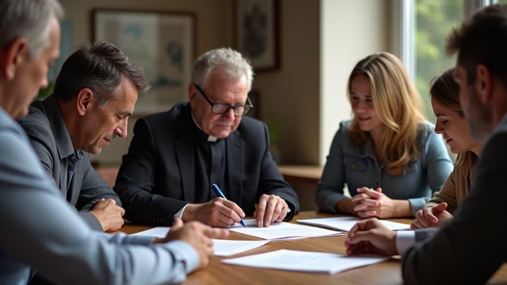 Planning a funeral service in a professional setting.