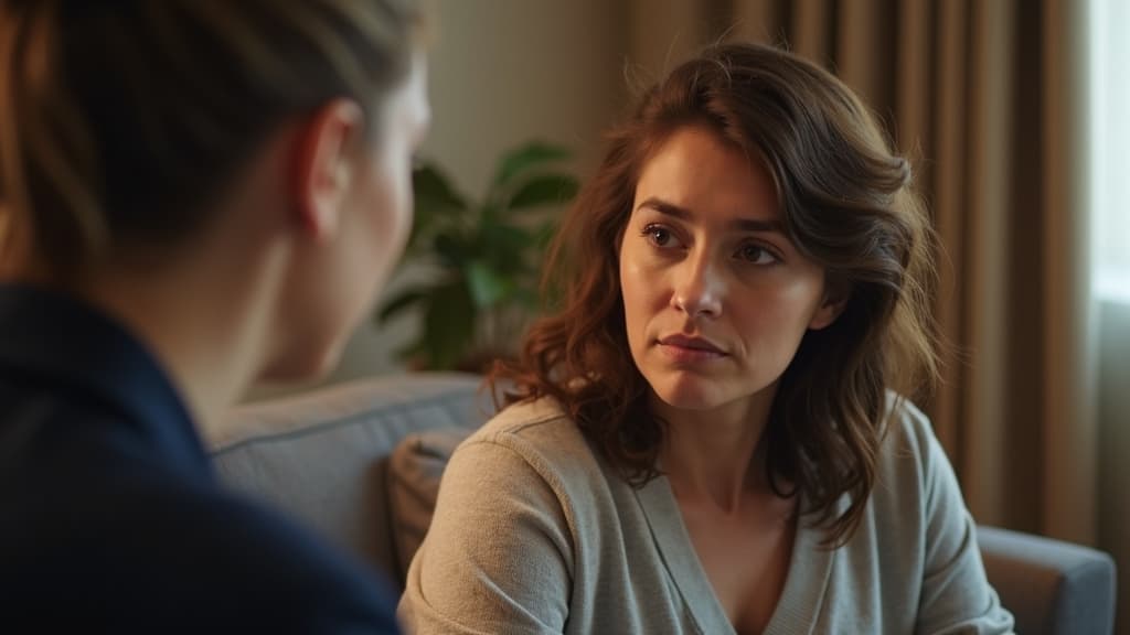 A person engaged in an empathetic conversation with a counselor.