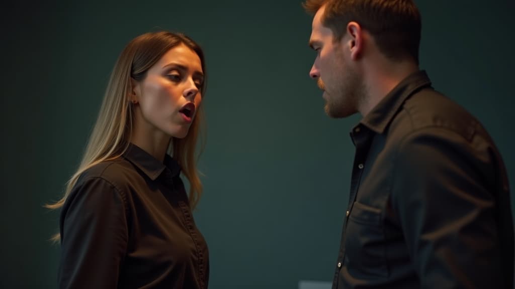 A subtle depiction of an awkward conversation at a funeral.