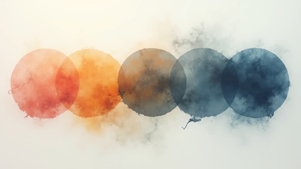 The non-linear flow of the five stages of grief: denial, anger, bargaining, depression, and acceptance.