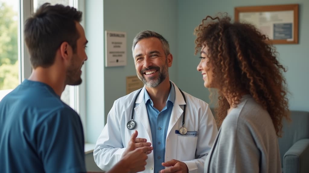 A pet owner having a supportive conversation with crematory staff.