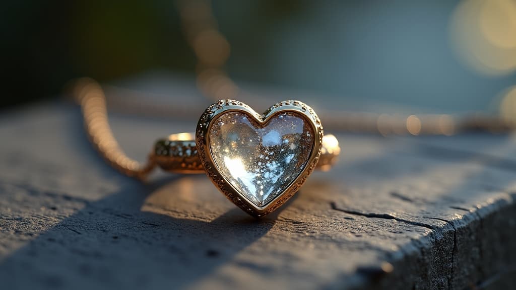 A close-up of a beautiful pet cremation jewelry piece or glass art.