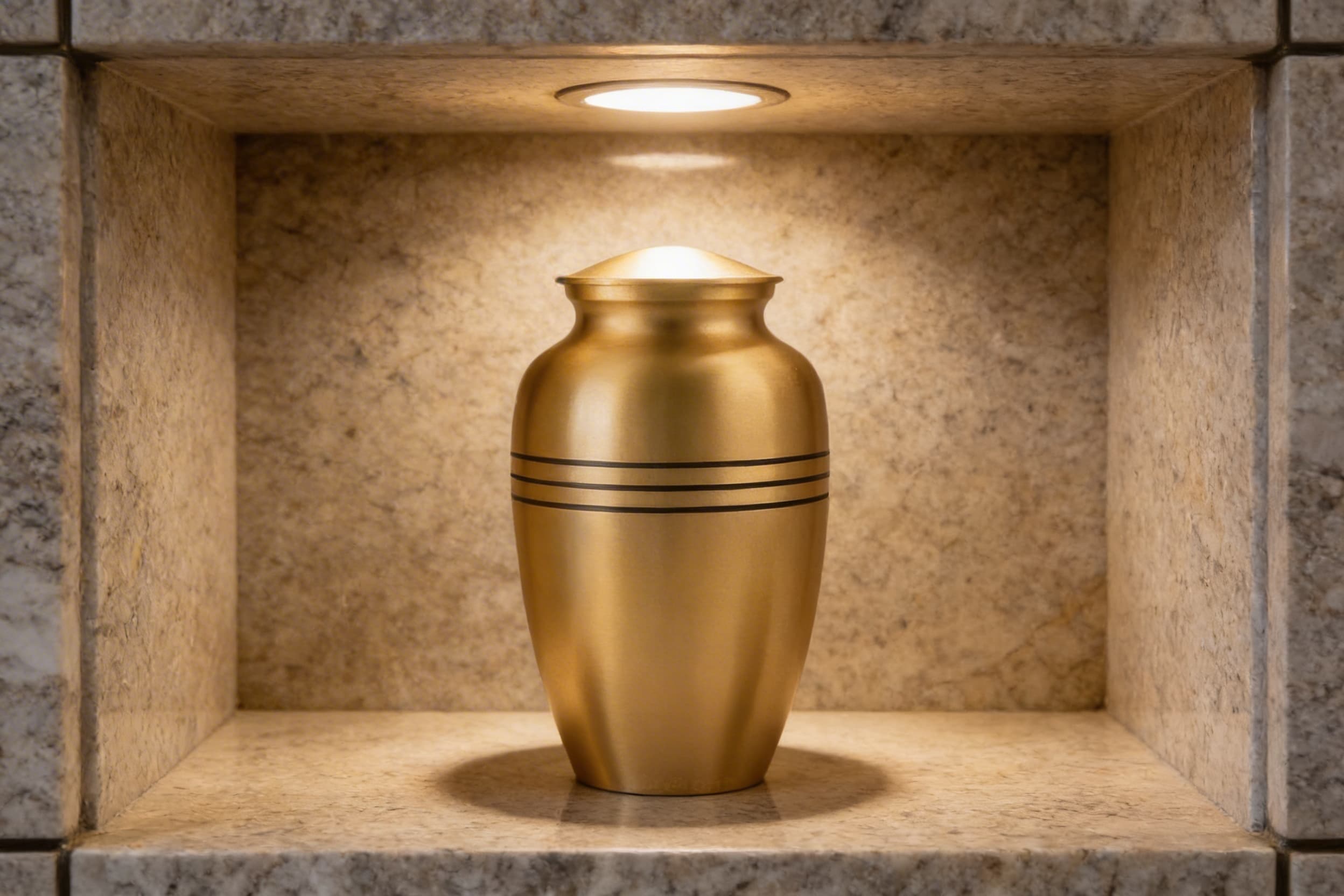 Brass urn in a niche