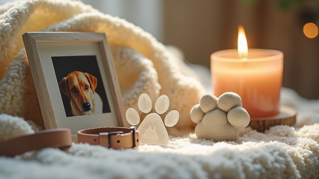 Collection of comforting pet memorial items