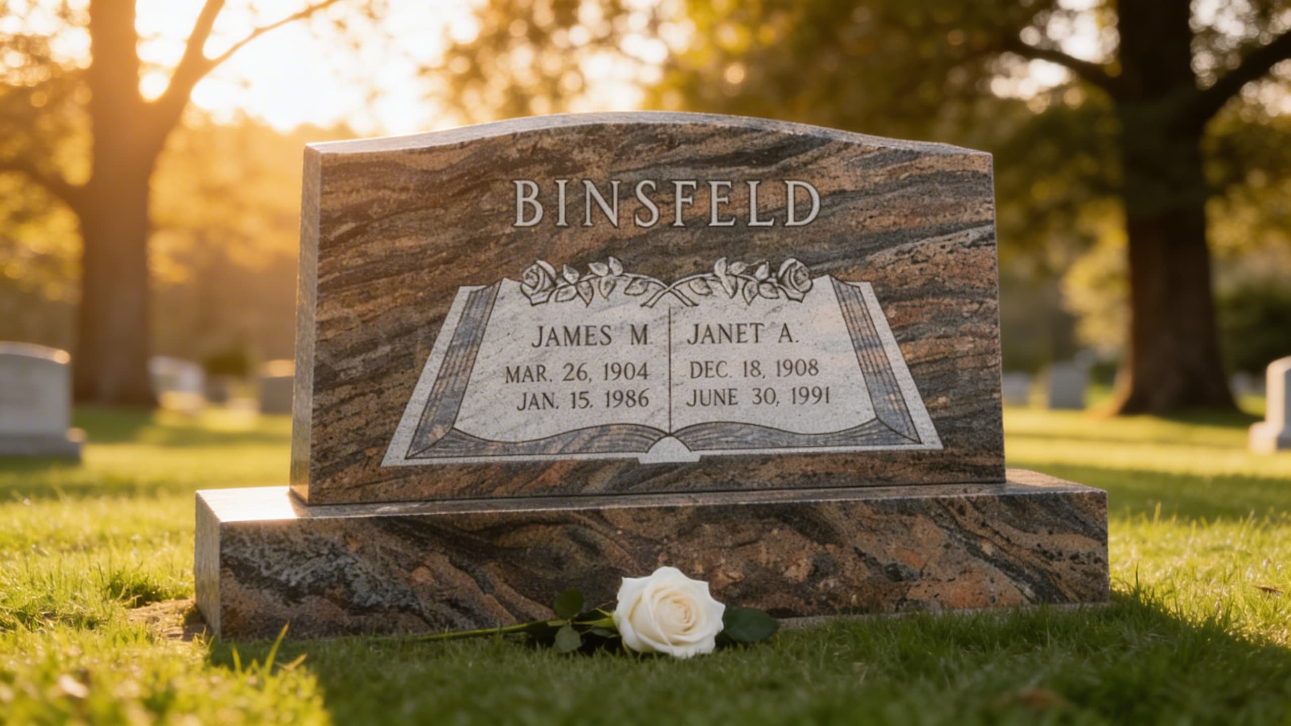 A polished granite companion headstone with engraved text reading Together Forever in elegant serif font set on green cemetery grass