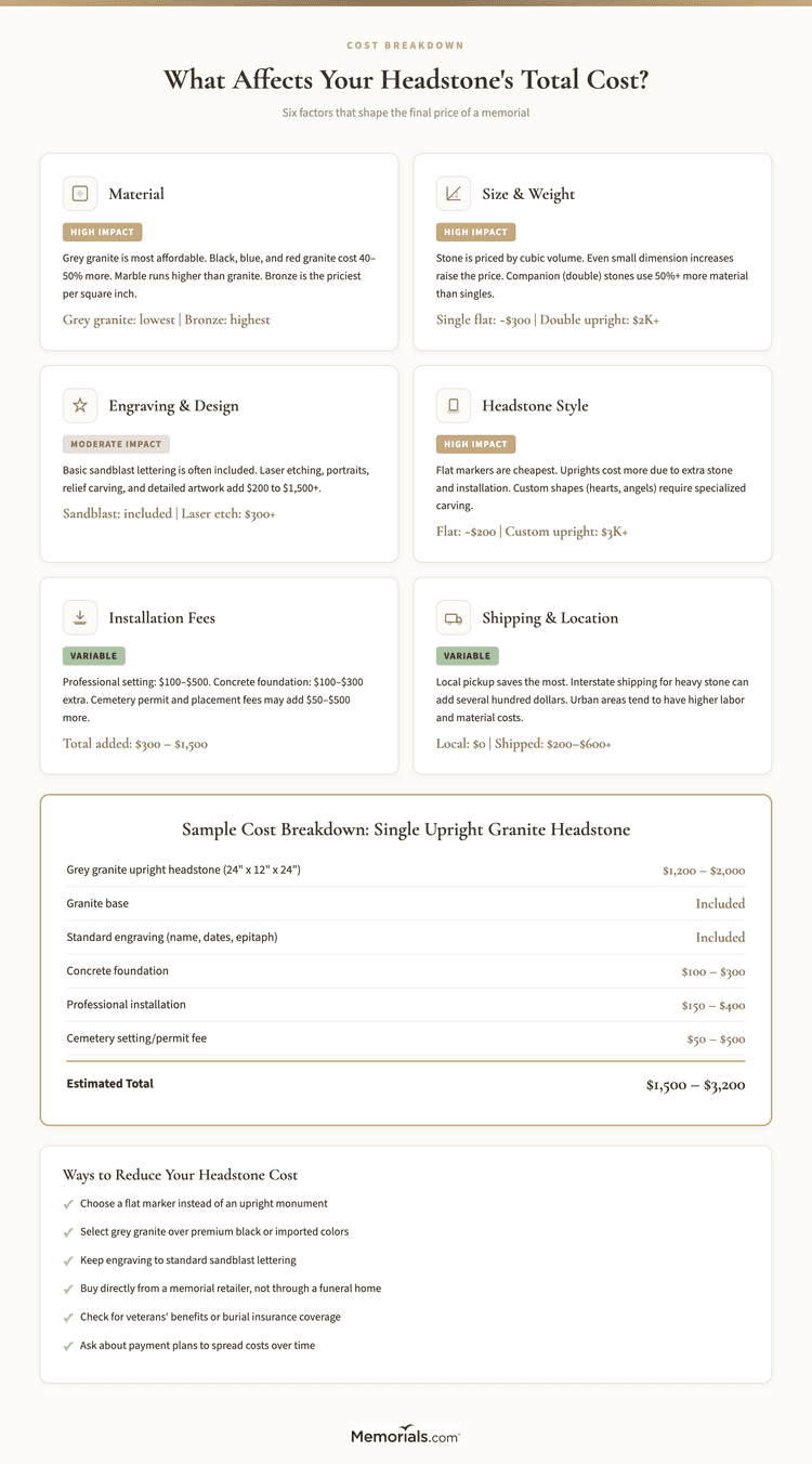 prices for headstones, tombstones and grave markers -... How Much Does a Headstone Cost? Pricing Guide | Memorials.com Info Center