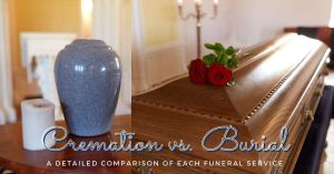 Cremation vs Burial - photo of urn and casket