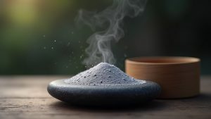 A dignified presentation of human cremated ashes, surrounded by subtle symbolic elements of light and transformation.