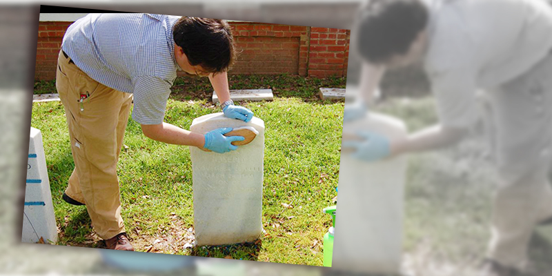 Cleaning a Headstone