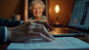 The act of crafting a loved one's legacy through words