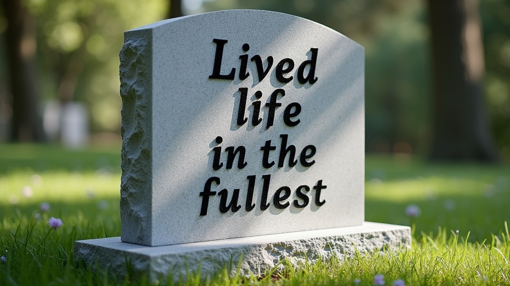A modern headstone displaying a non-religious epitaph.