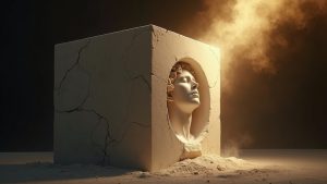 Michelangelo's vision of freeing the form within the stone.