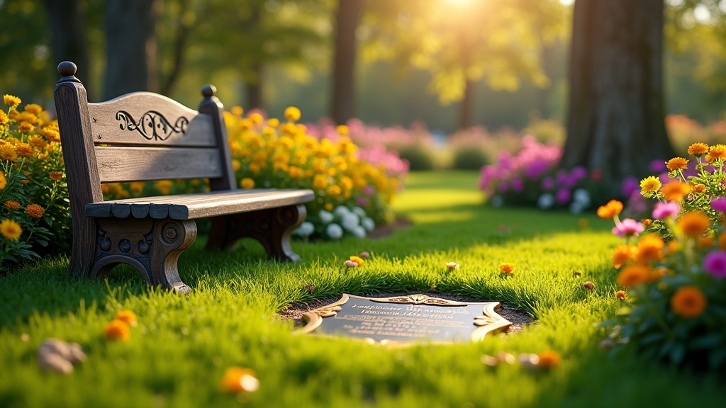 Memorial Garden with a wooden bench 