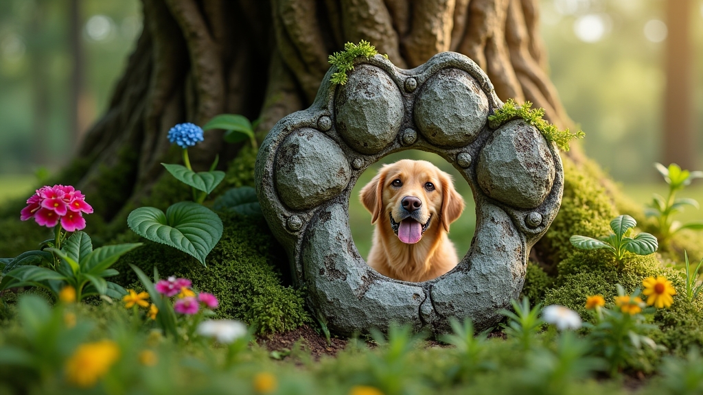 Paw print shaped pet memorial stone