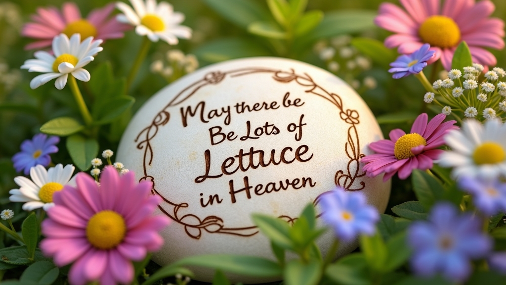 Rabbit gravestone with whimsical epitaph 