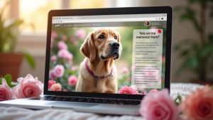 Heartfelt online pet memorial webpage honoring a beloved dog with photos and messages
