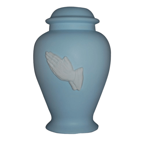 Praying Hands Blue Cremation Urn