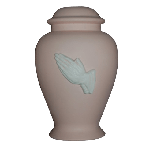 Praying Hands Pink Cremation Urn