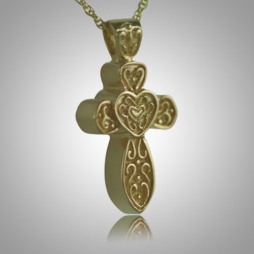 Cross with Hearts Keepsake Pendant II