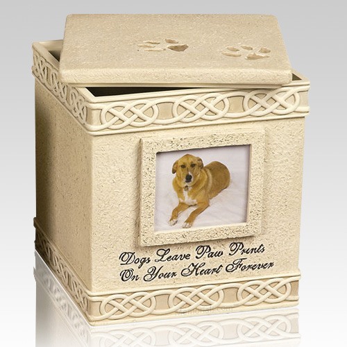 Dog Paw Prints Heart Cremation Urn