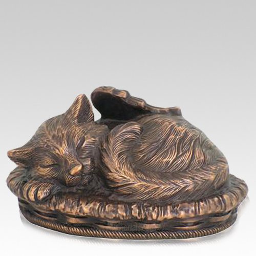 Angel Cat Cremation Urn Copper