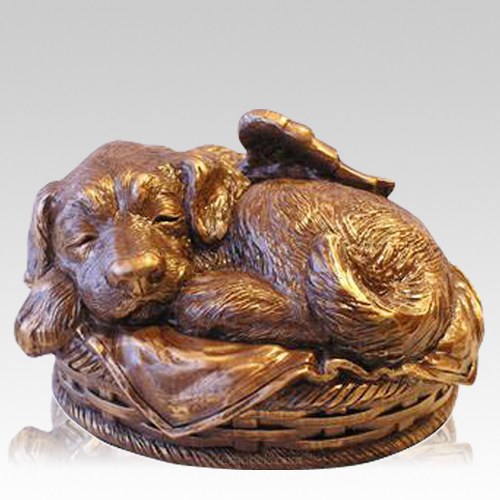 Angel Dog Cremation Urn Bronze