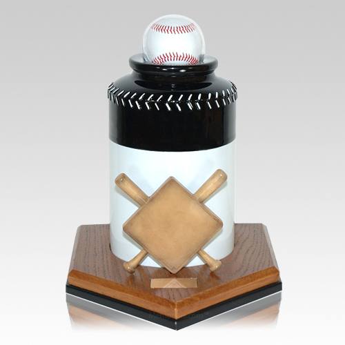 Baseball Black Cremation Urn
