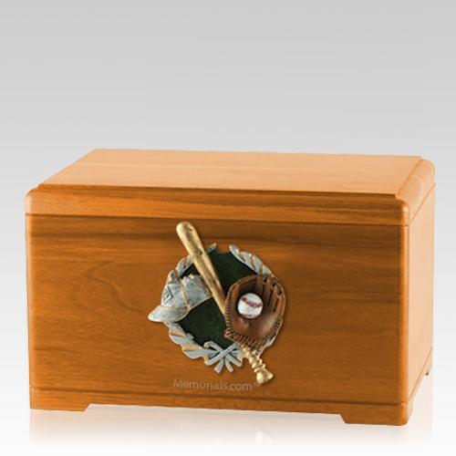 Baseball Fan Oak Cremation Urn