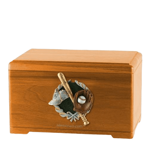 Baseball Fan Oak Cremation Urn