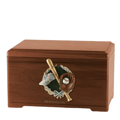 Baseball Fan Walnut Cremation Urn