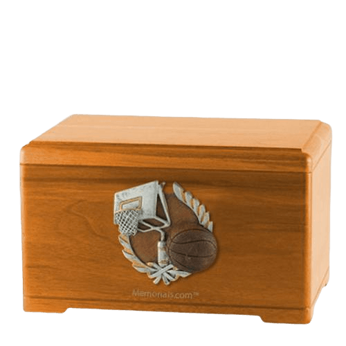 Basketball Fan Oak Cremation Urn