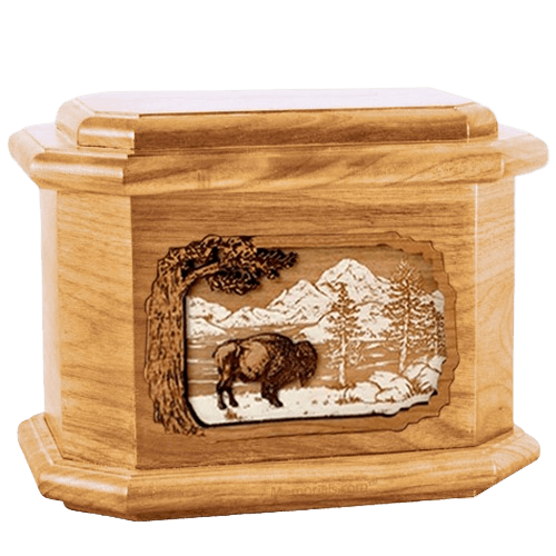 Bison Oak Octagon Cremation Urn