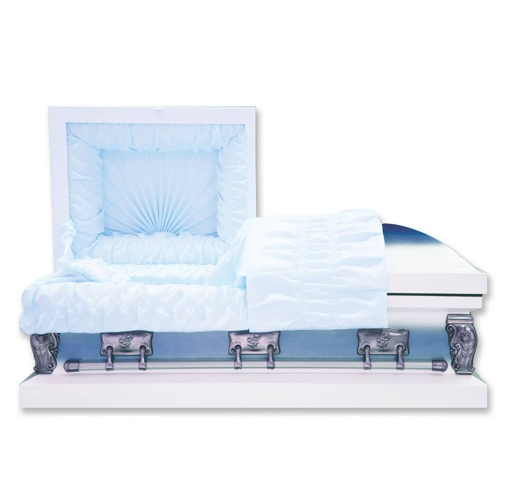 light blue casket