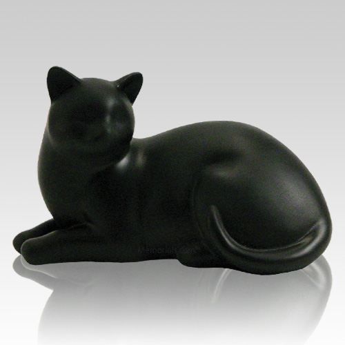 Black Cozy Cat Cremation Urn
