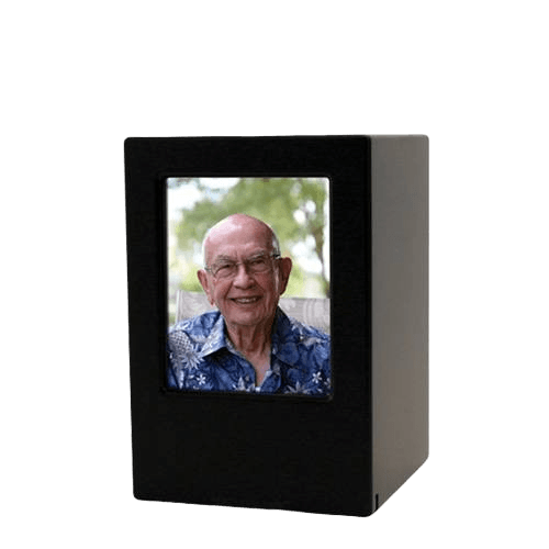 Black Eternity Small Photo Wood Urn